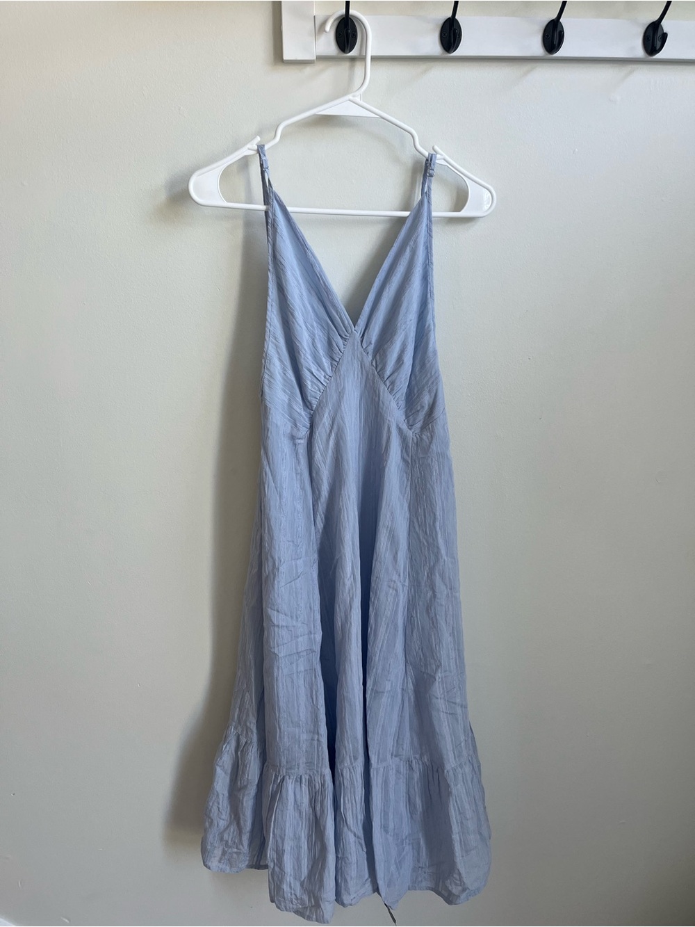 Storia Pale Blue V-Neck Slip Dress with Spaghetti Straps